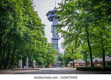 Vaalserberg, Netherlands, 6.7.2018: The Borders Of Germany And Belgium Meets The Netherlands At The Highest Point Of The Netherlands At 323 M