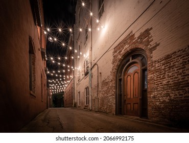 Vacant Alley With Lights In A Southern US City