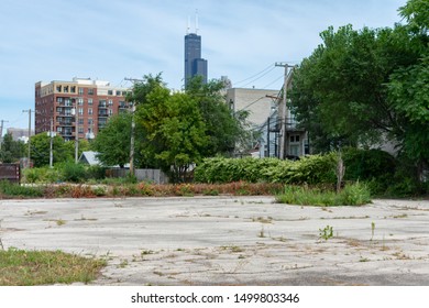 Vacant Lot Near Residential Buildings In Pilsen Chicago