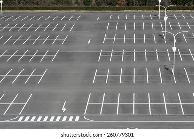 Vacant Parking Lot ,Parking Lane Outdoor In Public Park