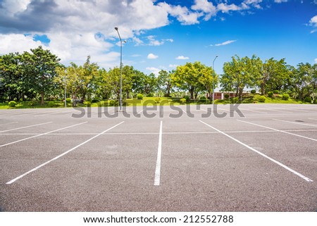 Vacant Parking Lot ,Parking lane outdoor in public park 