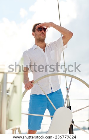 Similar – Image, Stock Photo far on the sea floats a fishing boat