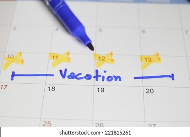 Vacation Plan Written On Calendar