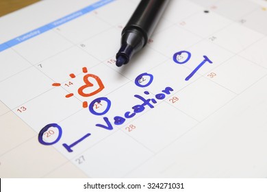 Vacation Plan Written On Calendar