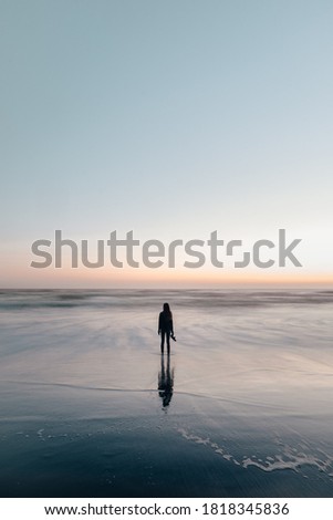 Similar – woman beach sunset horizon