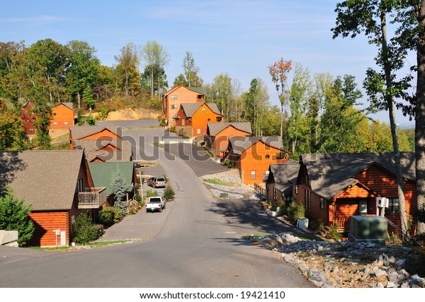 Vacation Rental Cabins Mountains Above Pigeon Stock Photo Edit