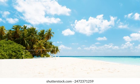 Vacation summer holidays background wallpaper - sunny tropical Caribbean paradise beach with white sand in Seychelles Praslin island Thailand style with palms - Powered by Shutterstock