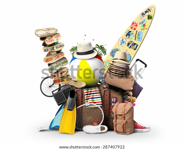 Vacation Travel Huge Pile Things Holiday Stock Photo (Edit Now) 287407922