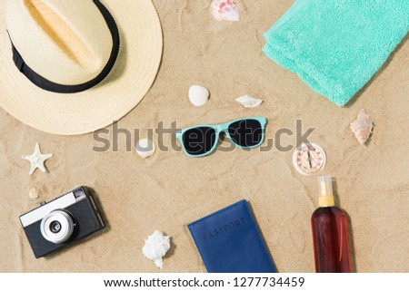 Similar – Image, Stock Photo Summer flat lay with apples, sunflowers, pomegranate