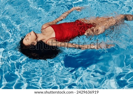 Vacation woman water beauty swim person summer lifestyle pool young blue bikini female