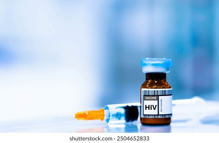 Vaccine bottles and syringes for injection preventing HIV. - Powered by Shutterstock