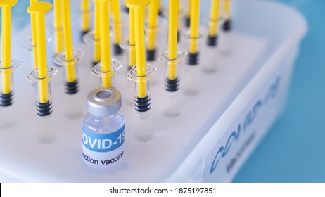 Vaccine Box In Storage Of The Freezer Of The Area Covid-19 Of The Hospital