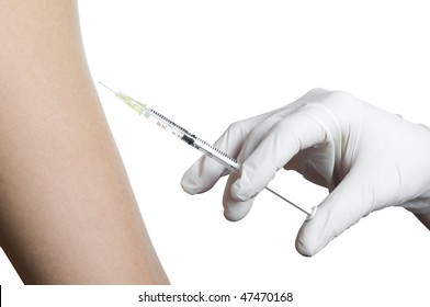 Vaccine Injection In Hand Isolated