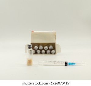 Vaccine And Syringe, Vaccination Against The Virus, Sputnik 5, Covid 19, Coronavirus Vaccination