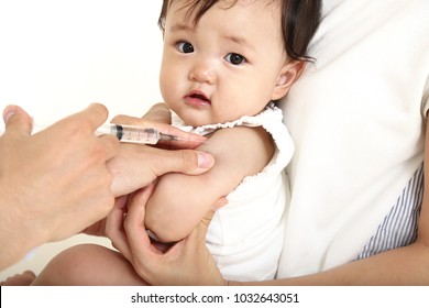 Vaccine Vaccination Child Baby Doctor Injection Pediatrician Injecting Arm Health Immunization Hand Hospital Needle Syringe Concept