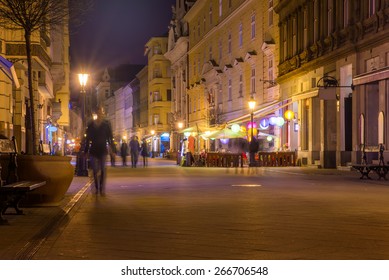 Vaci Street In Budapest At Night