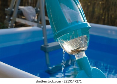 Vacuum Cleaner Pool. Home Pool Cleaning. A Frame Rectangular Pool.