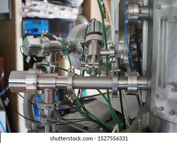 Vacuum Pipes And Valves Of The Deposition System In Laboratory. Russia, Saratov - July 2019