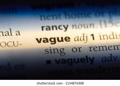 Vague Word In A Dictionary. Vague Concept.