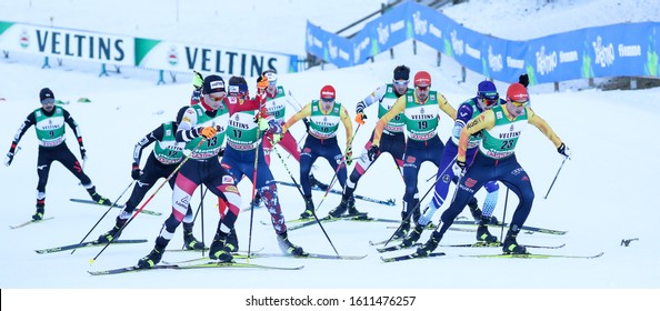 Val di Fiemme, Italy, January 10 2020 group during FIS World Cup - Nordic Combined Nordic Ski