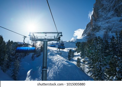 Val Gardena Ski Lift In Alps