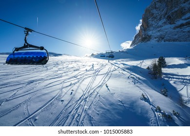 Val Gardena Ski Lift In Alps