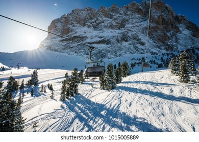 Val Gardena Ski Lift In Alps