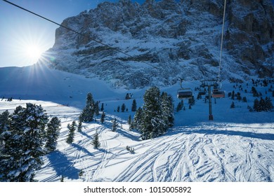 Val Gardena Ski Lift In Alps