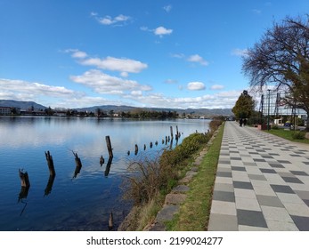 VALDIVIA, CHILE - SEPTEMBER 1, 2022: View Of The City Landscape From The Valdivia Waterfront Next To The Calle Calle River.