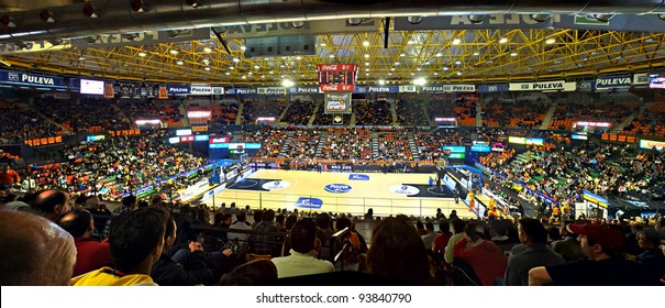 VALENCIA - JANUARY 28: Panoramic view of Fuente de San Luis, the stadium of Valencia Basket team before the match between Valencia Basket and Estudiantes, 85-71, January 28, 2012, in Valencia, Spain.