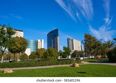 Valencia Modern Town Skyline From The Park View In Spain Mediterranean