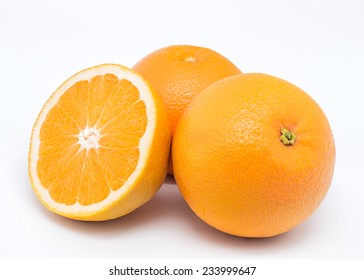 Valencia Oranges On White Background