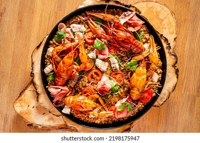 Valencia Paella With Assorted Seafood And Shellfish 