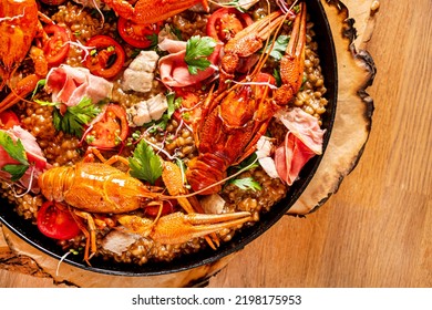 Valencia Paella With Assorted Seafood And Shellfish 