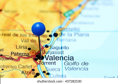 Valencia Pinned On A Map Of Spain