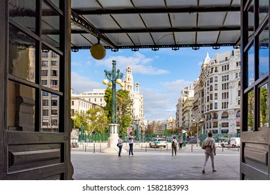 Valencia / Spain - 11 04 2019: View From Train Station 'Estació Del Nord' On Av. Del Marqués De Sotelo In Valencia, Spain