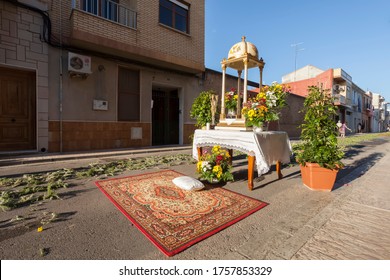 Valencia, Spain, 6,9,2012: Empty Altar In The Middle Of The Street To Receive The Virgin