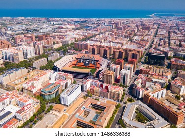 Valencia, Spain - April 16, 2019: Top View Of The New Mestalla Stadium. Valencia, Spain 