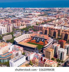 Valencia, Spain - April 16, 2019: Top View Of The New Mestalla Stadium. Valencia, Spain 