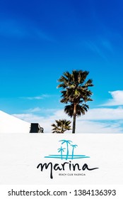 Valencia, Spain - April 29, 2019: Entrance To The Marina Lounge Bar, In The Port Of Valencia.