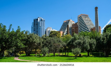 Valencia, Spain - August 08, 2019: View Of The City Valencia, Modern Apartments