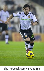 VALENCIA, SPAIN - DECEMBER 13 - Ever Banega In The Spanish Soccer League Match Between Valencia And Osasuna - Mestalla Stadium, Spain On December 13, 2010