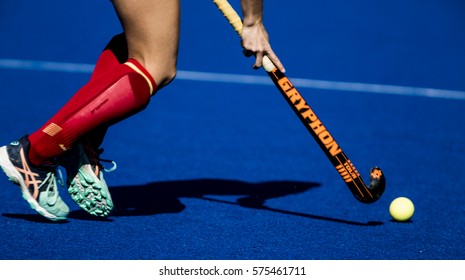 VALENCIA, SPAIN - FEBRUARY 7: Spanish player during Hockey World League Round 2 match between Spain and Turkey at Betero Stadium on February 7, 2017 in Valencia, Spain