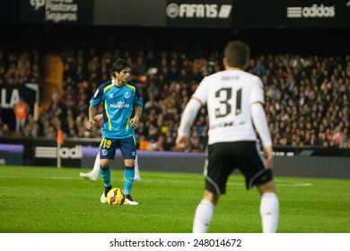 VALENCIA, SPAIN - JANUARY 25: Ever Banega During Spanish League Match Between Valencia CF And Sevilla FC At Mestalla Stadium On January 25, 2015 In Valencia, Spain