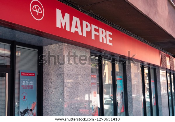 Valencia, Spain - January 27, 2019:  Mapfre\
office. Leading spanish insurance company and the largest non-life\
insurance company in Latin\
America.