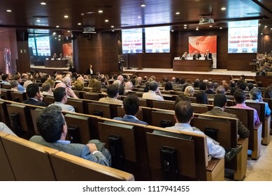 Valencia, Spain. Jun 21 2018: Delivery Of Diplomas In The Graduation And Reception End Of Course Of The College Of Economists Of The Valencian Community.