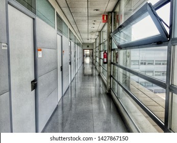 Valencia, Spain: June 14 2019: View To A Corridor Of The Fine Arts Polytechnic University Of Valencia 