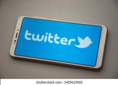 Valencia, Spain; June 20 2019: 
Wallpaper And Twitter Logo, Twitter Is One Of The Most Used Social Networks Around The World