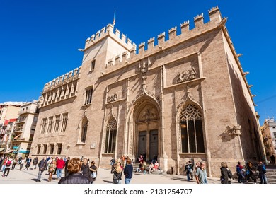 Valencia, Spain. March 1, 2022. Building Exterior View Of Lonja De La Seda Building 