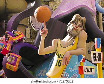 VALENCIA, SPAIN - MARCH 15: Las Fallas (detailed View Of Pau Gasol, Lakers Basketball Player) In The Traditional Celebration In Praise Of Saint Joseph On March 15, 2008 In Valencia, Spain.